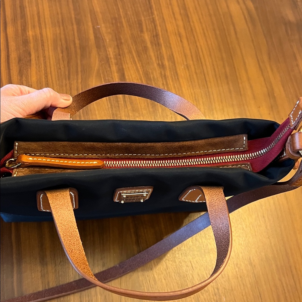 Dooney & Bourke Black Nylon Crossbody Bag with Tan Leather Accents - Picture 8 of 12